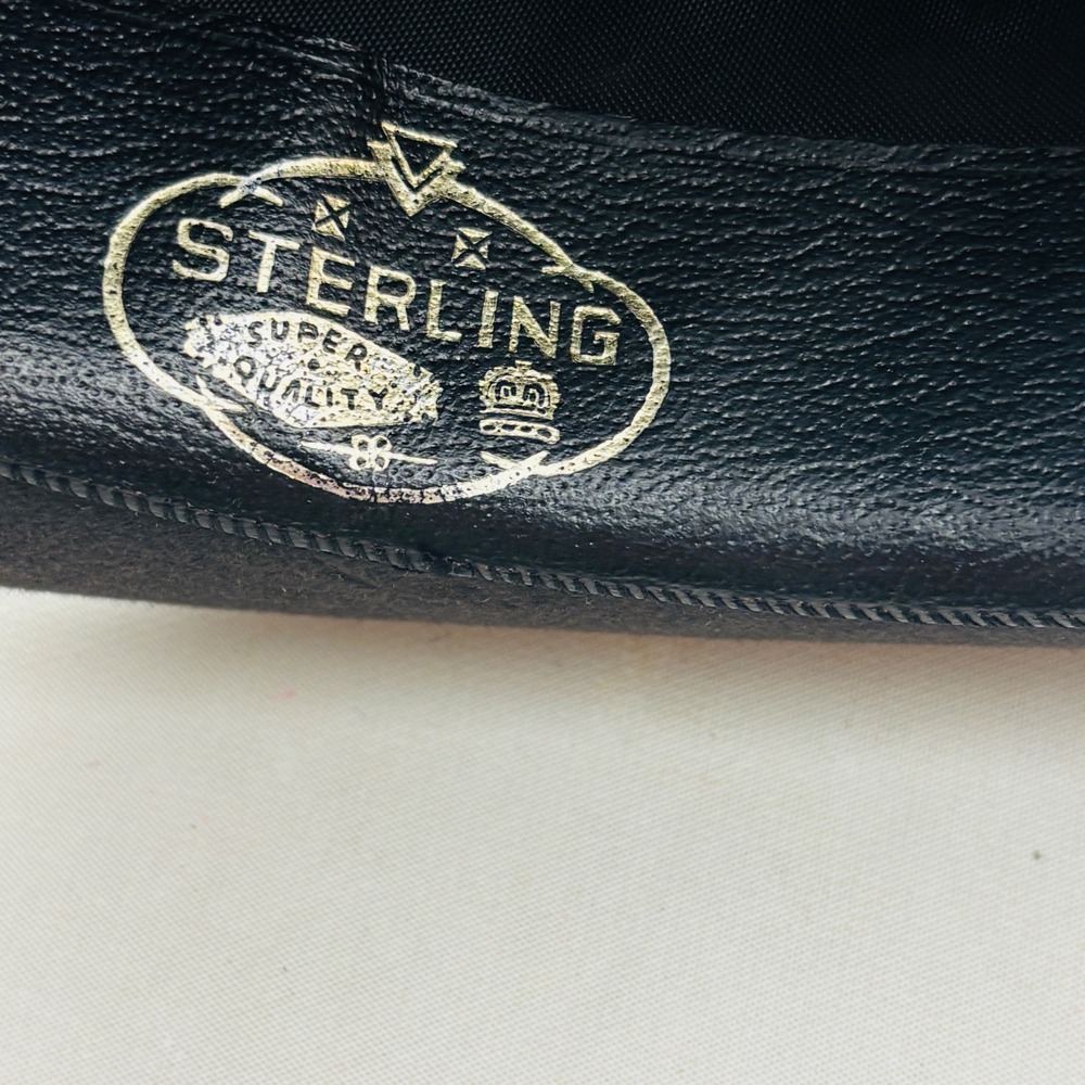 Vintage Mens Sterling Hats Black Felt Fedora Hat Grosgrain Ribbon Bow No Size - Picture 11 of 12